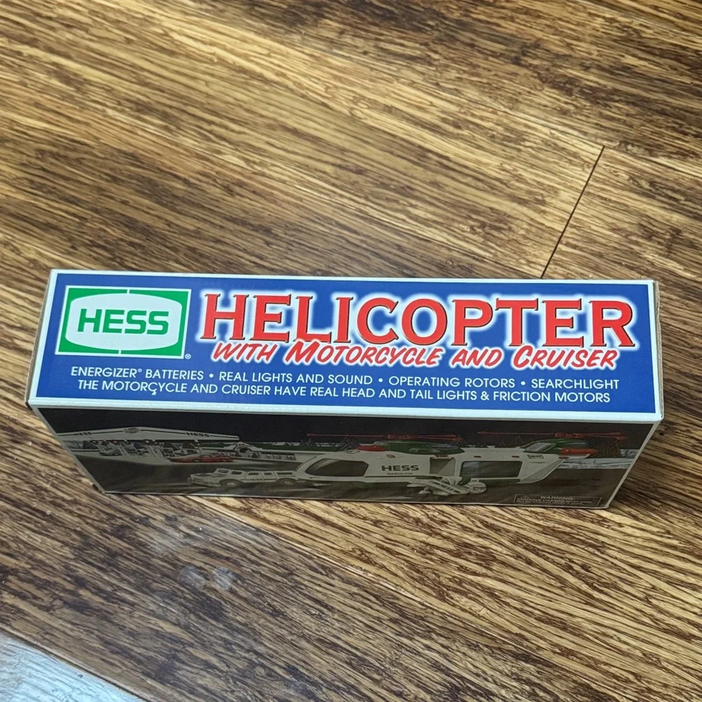 Vintage Hess 2001 Helicopter with Motorcycle and Cruiser collectible new in box